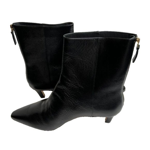 J. Crew Black Ankle Boots Kitten Heel - Picture 6 of 9
